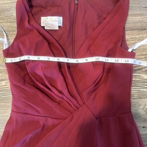 NWT Jenny Packham V Neck Crepe Column Gown Bridesmaid Dress Burgundy Sz 0. 17 - Picture 8 of 10